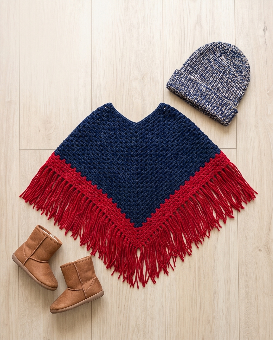 Navy Kids Poncho