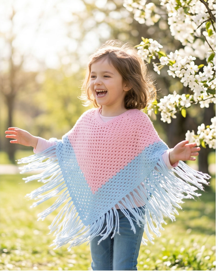 Rose Sky Kids Poncho
