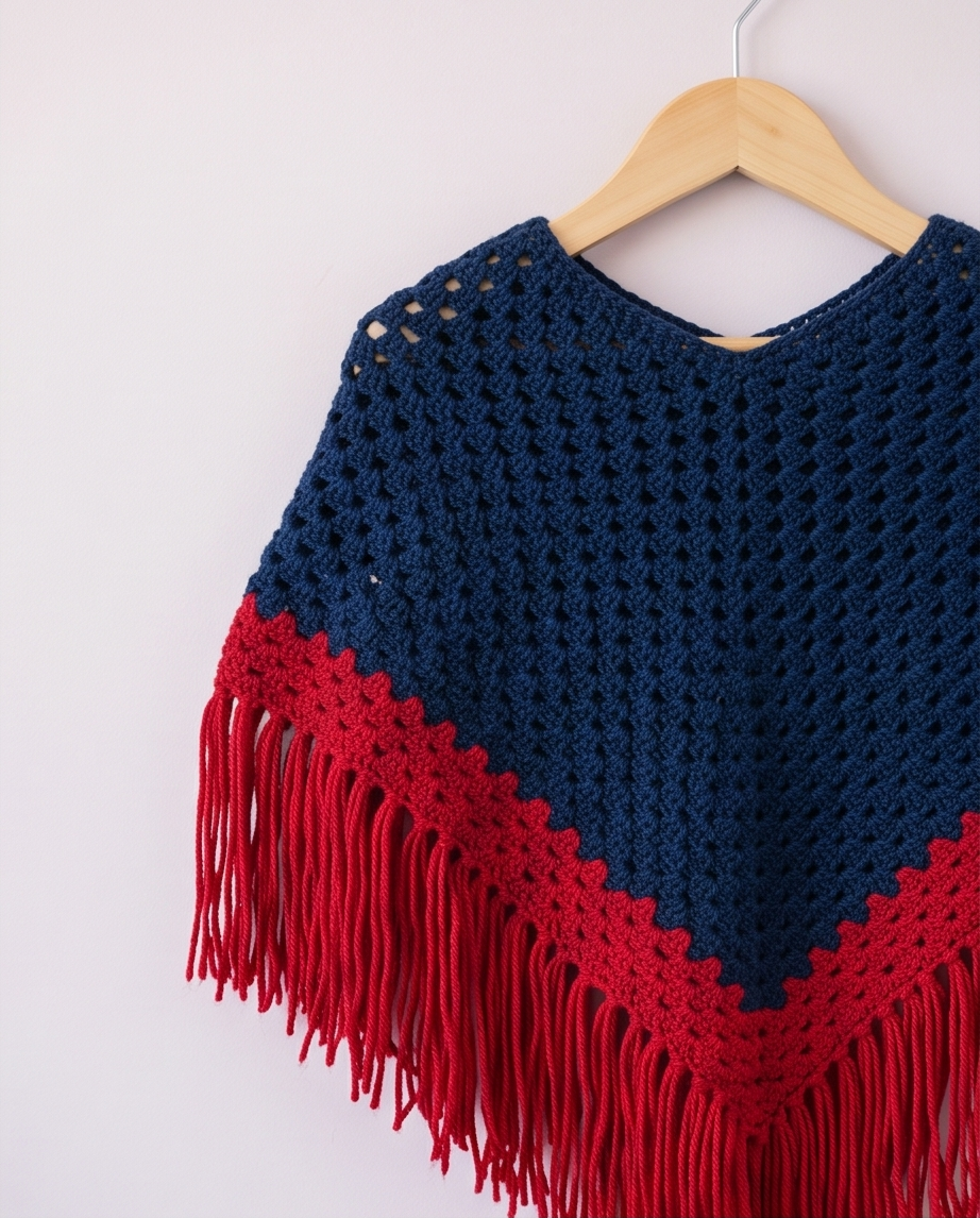 Navy Kids Poncho